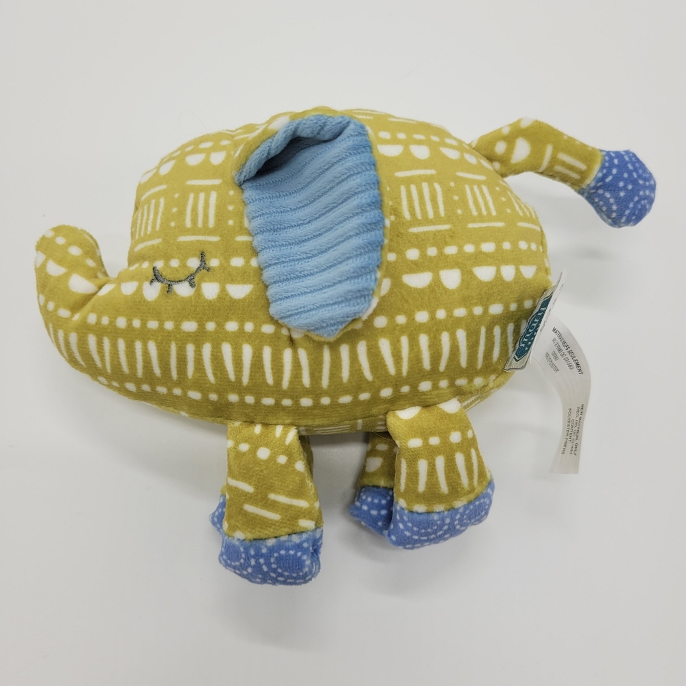 Mary Meyer Baby Plush Elephant Rattle Green Blue White Infant Toy NWOT